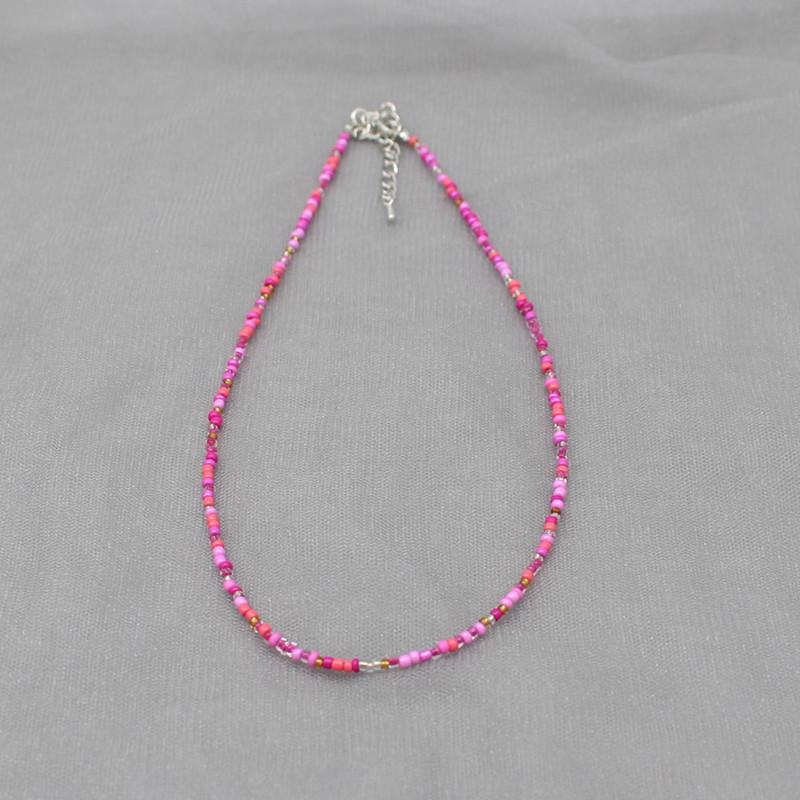 Korean Style Dopamine Color Beaded Necklace - Girly Bohemian Clavicle Chain