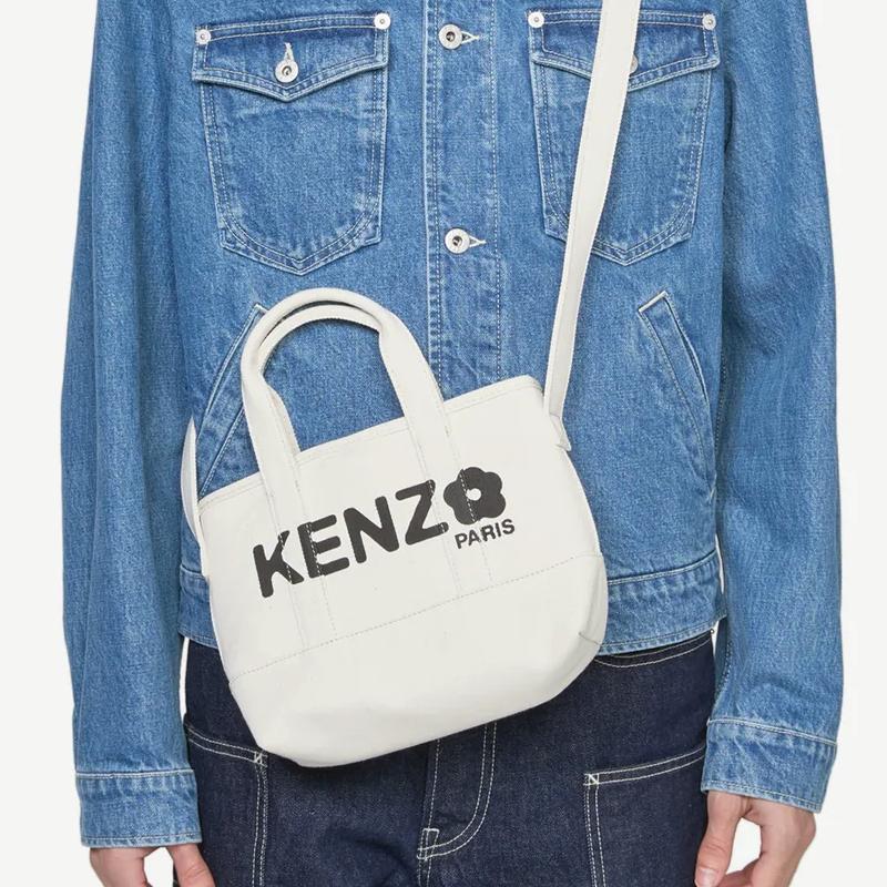 Kenzo Utility Logo Cotton Tote Bag Women tote bags Beige FE68SA910F3603