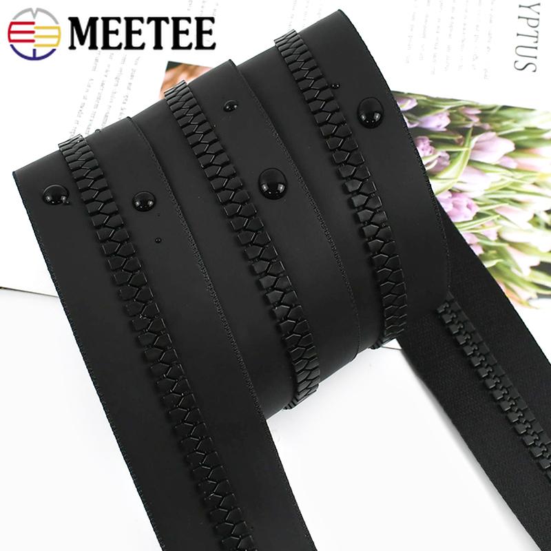 Meetee 3/5/10M 3# 5# 8# Waterproof Resin Zipper Outdoor Tent Zips Clothes Jacket Decor Zippers Repair DIY Sewing Accessories