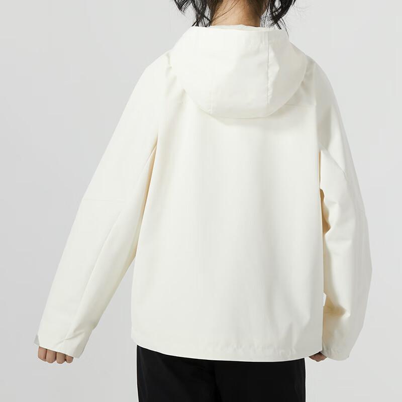 Under Armour Solid Color Outdoor Training Fitness Woven Hooded Jacket Women Jackets Off-White 23600402-101