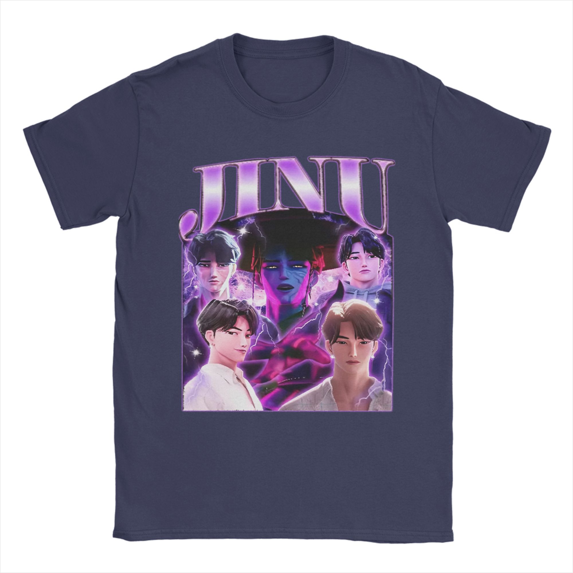 

Jinu KPOP Demon Hunters 90s Style T-Shirt Summer T-Shirts Mens Cotton O Neck Plus Size Clothes Short Sleeves Streetwear TOPS 4XL