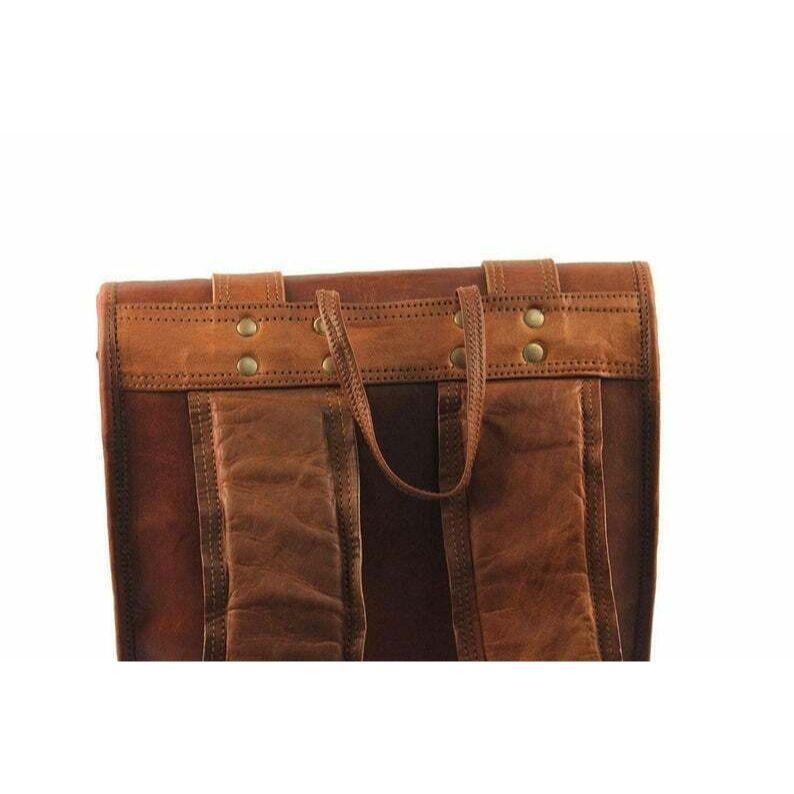 Mens Vintage Genuine Leather Laptop Backpack Rucksack Messenger Bag Satchel NEW