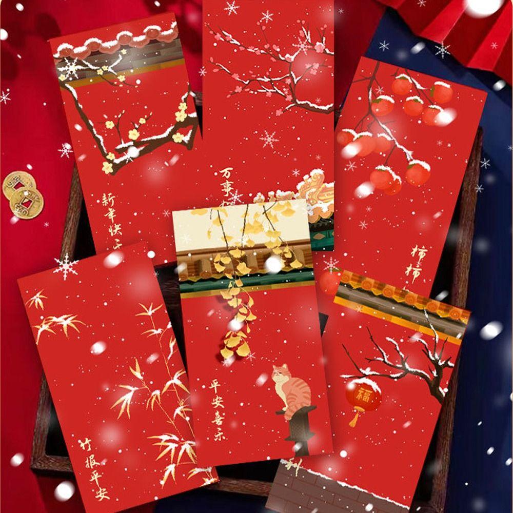 6pcs Hongbao Children Money Pocket Traditional Gifts Packing Bags  Celebration Party