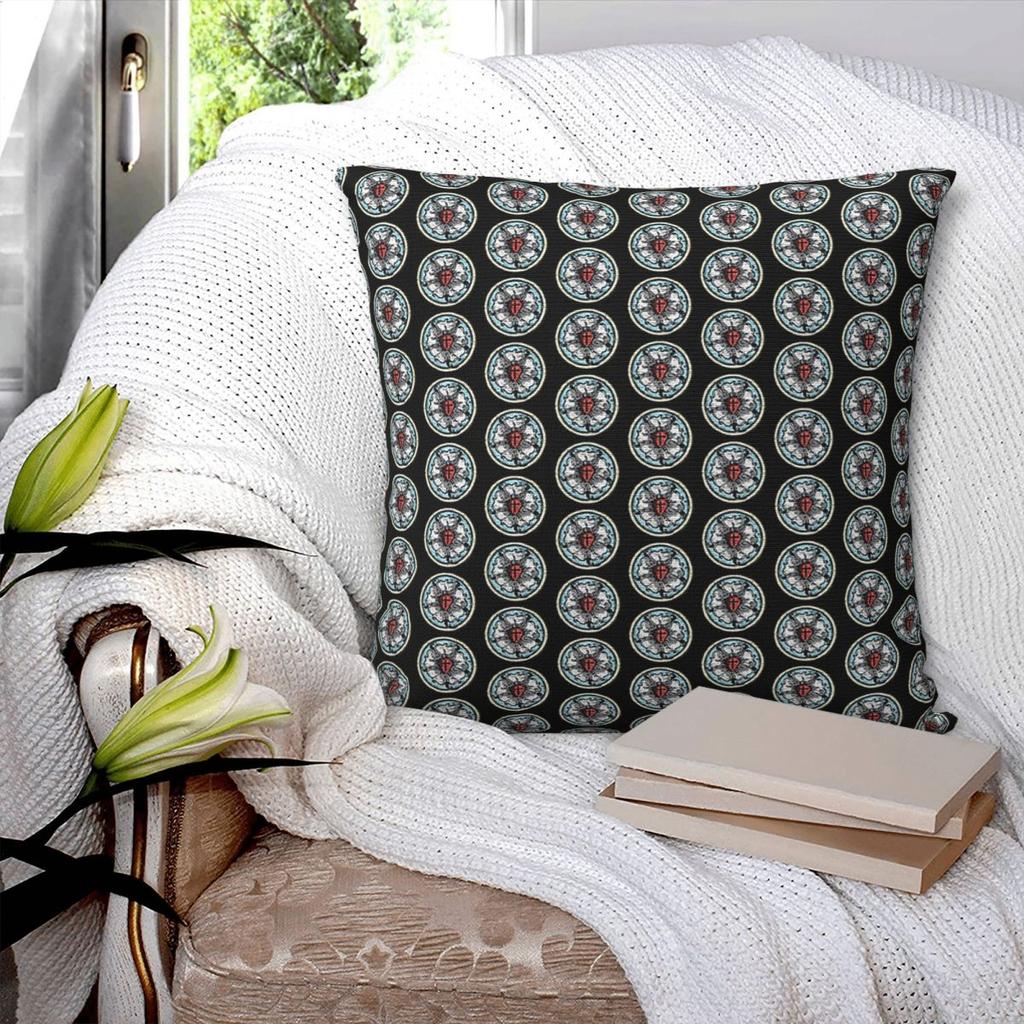 Martin Luther Rose Lutheran Symbol Distressed Chalk Solas Square Pillowcase Pillow Cover Cushion Comfort Throw Pillow for Home