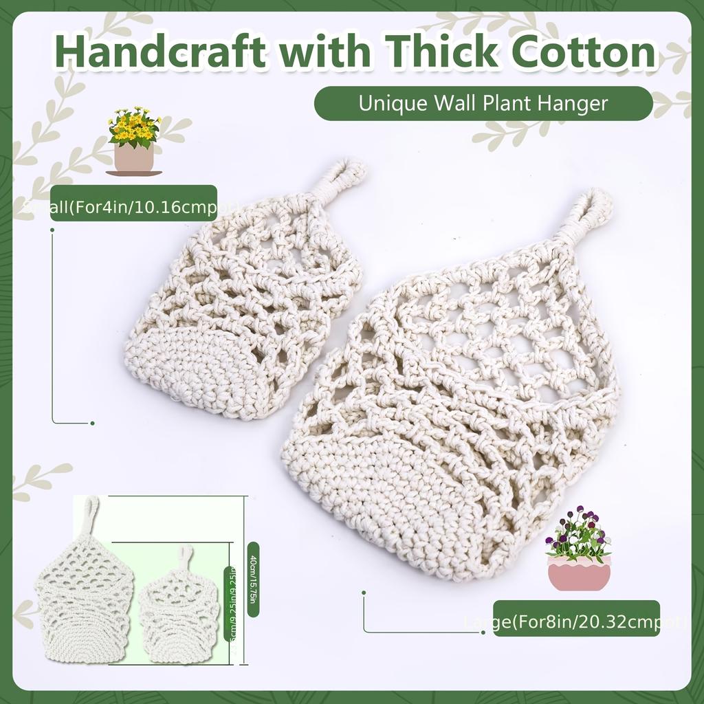 1 Stück Boho Makramee Wandpflanzenhänger Handgeflochtener Hängekorb für 4-Zoll-Töpfe Innen Außen Hausgartendekoration Zubehör