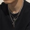Necklace for Men New Rose Flower Pendant Personality Simple Metal Sweater Chain Minimalist Style Street Style Multi-layer Necklace