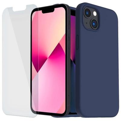 Coque Pour iPhone 13 Pro (6,1") Silicone Slim Bleu Marine Et 2 Verres Trempés Vitre Protection D'écran