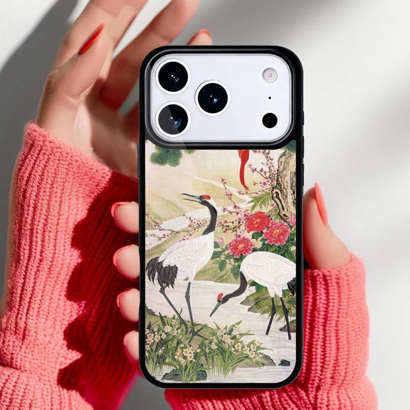 Red-crowned Crane Bird soft Phone Case for iPhone 17 Air 16e 15 14 13 Pro Max Back Cover for 12 11 Pro Coque