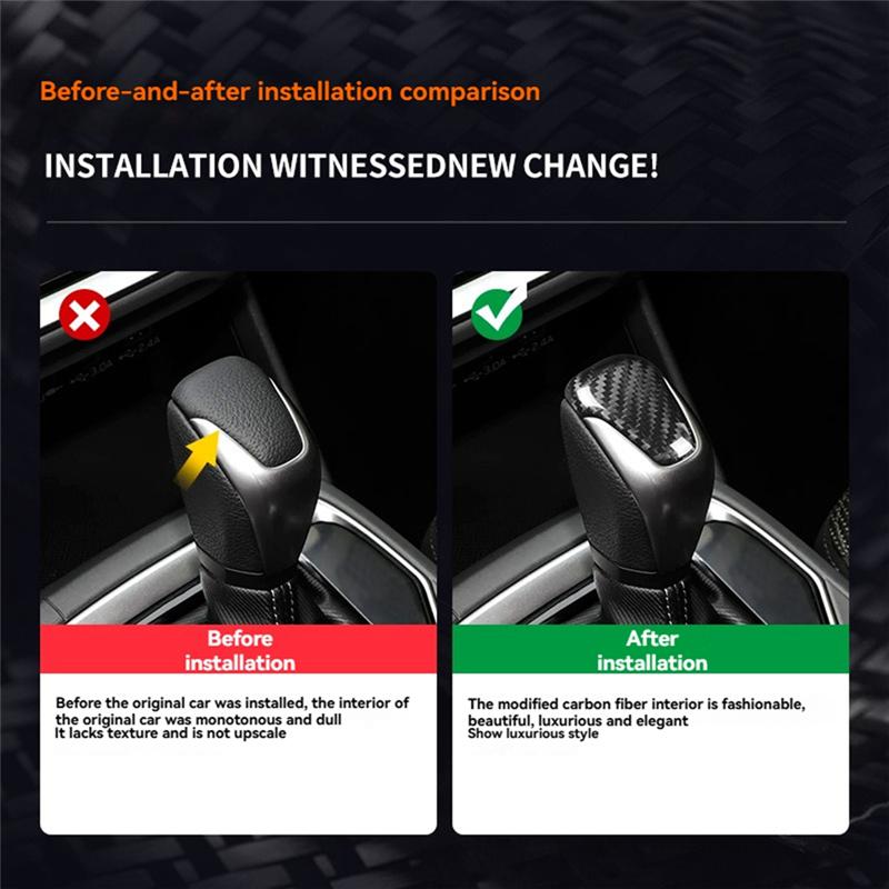 Real Hard Carbon Fiber Sticker For Car Gear Shift Head Cover For Subaru Crosstrek Impreza 2024 2025 Interior Accessories