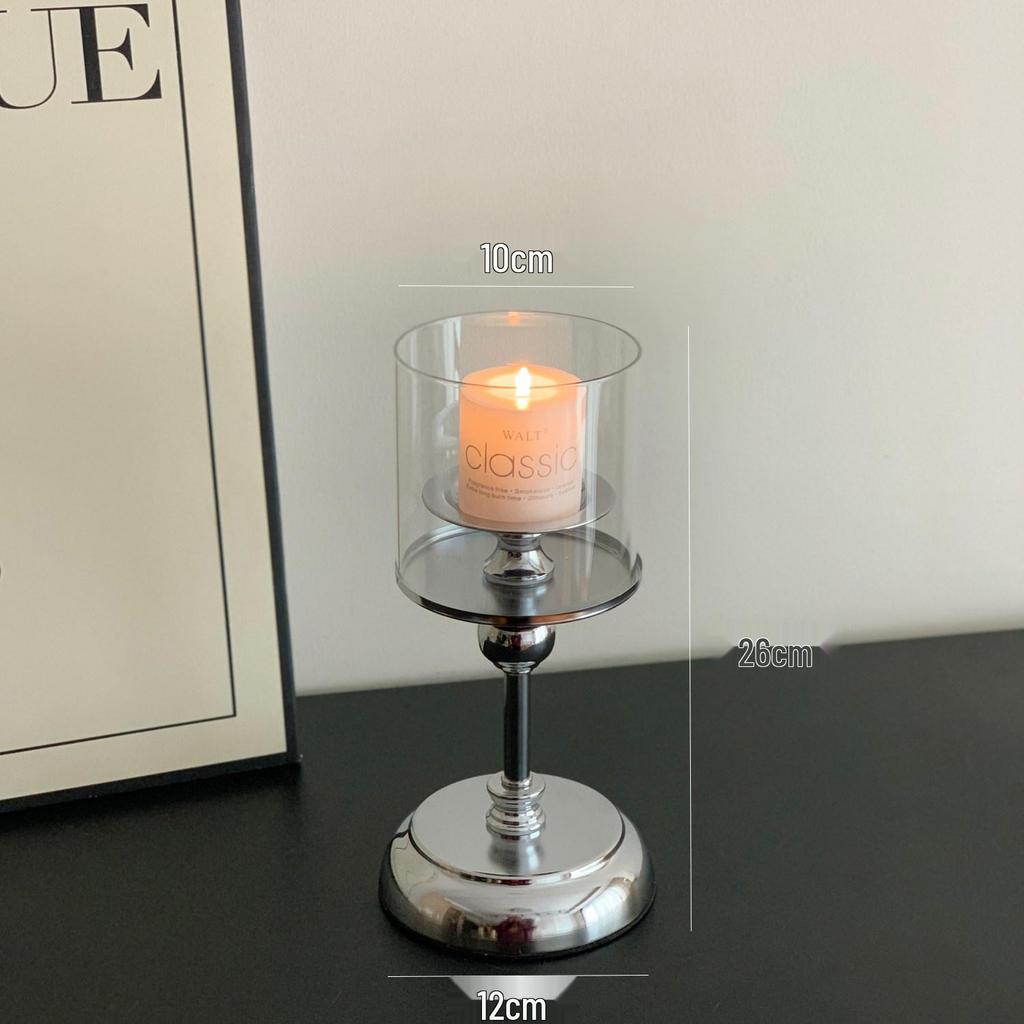 European-Style Retro Candle Holder with Glass Cover - High-Grade New Year Decoration Ornament