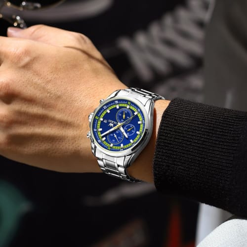 OLEVS Men's Quartz Watch, Popular and Stylish, Multi-Function Watch with Stainless Steel, Waterproof, Date Display, Analog, Fashionable for Students a