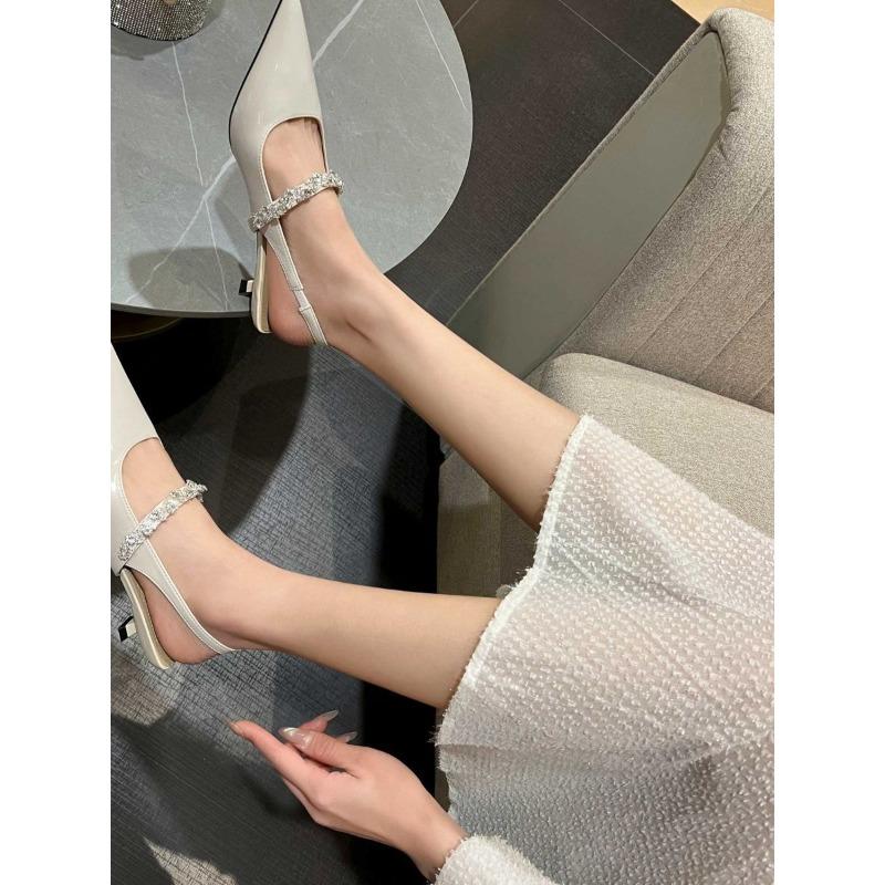 Elegant High Heels, French Slender Heels, Pointed Toe, New Style for Summer 2025, One-piece Stunning Flip-top Sandals for Women