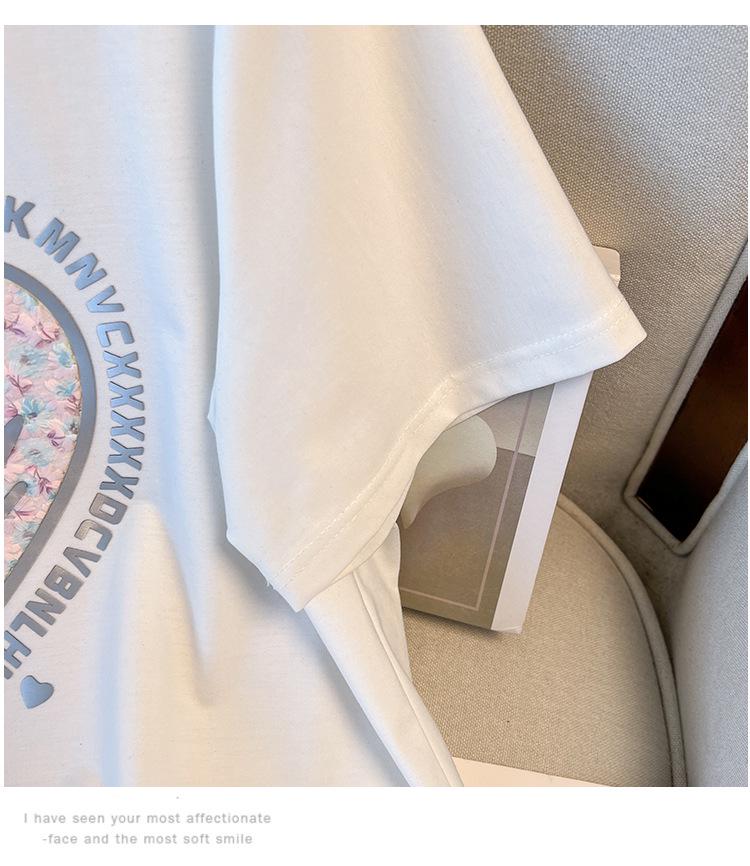 Übergröße Mid-Length Rundhals Kurzarm Schlankmachendes T-Shirt für Damen - Erhältlich in den Größen 200/300/350 jin, Stil 6503.