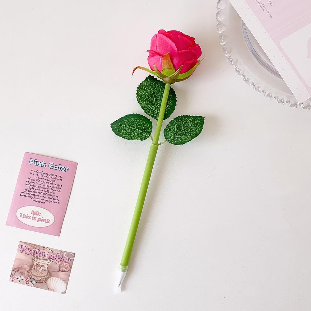 

2-Grids Rose Ballpoint Pen 3-inch Writing Pen Creative Simulated Rose Pen Gift рожевий червоний колір