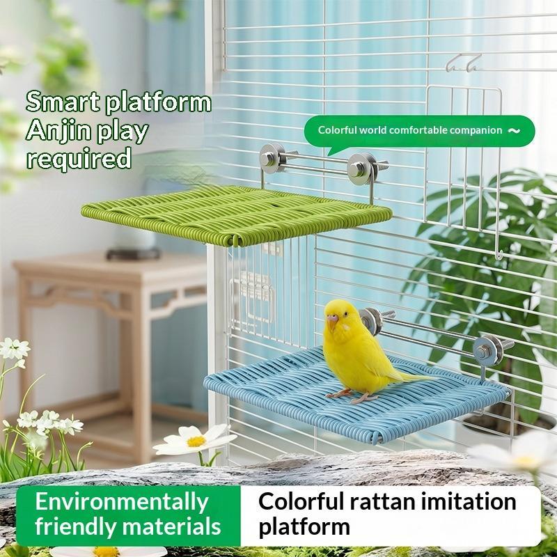 1Pcs Iimitation Rattan Weaving Parrot Perch Rest Wear Resistant Bite Resistant Jumping Platform Breathable Bird Resting Platform