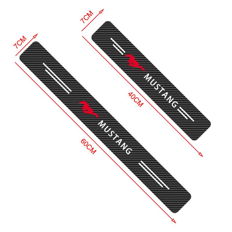 4 Peças Fibra de Carbono Proteção Soleira Porta Carro Adesivo 3D Acessórios Carro Para Ford Mustang F10 Sapatilhas Miniatura Gt Shelby 2005 2015 Mulher 2012 Kuga