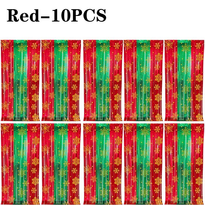 1-10PC Snowflake Tinsel Curtain Christmas Eve Party Decoration Metallic Foil FringeBackdrop for BirthdayWeddingPhotography Props