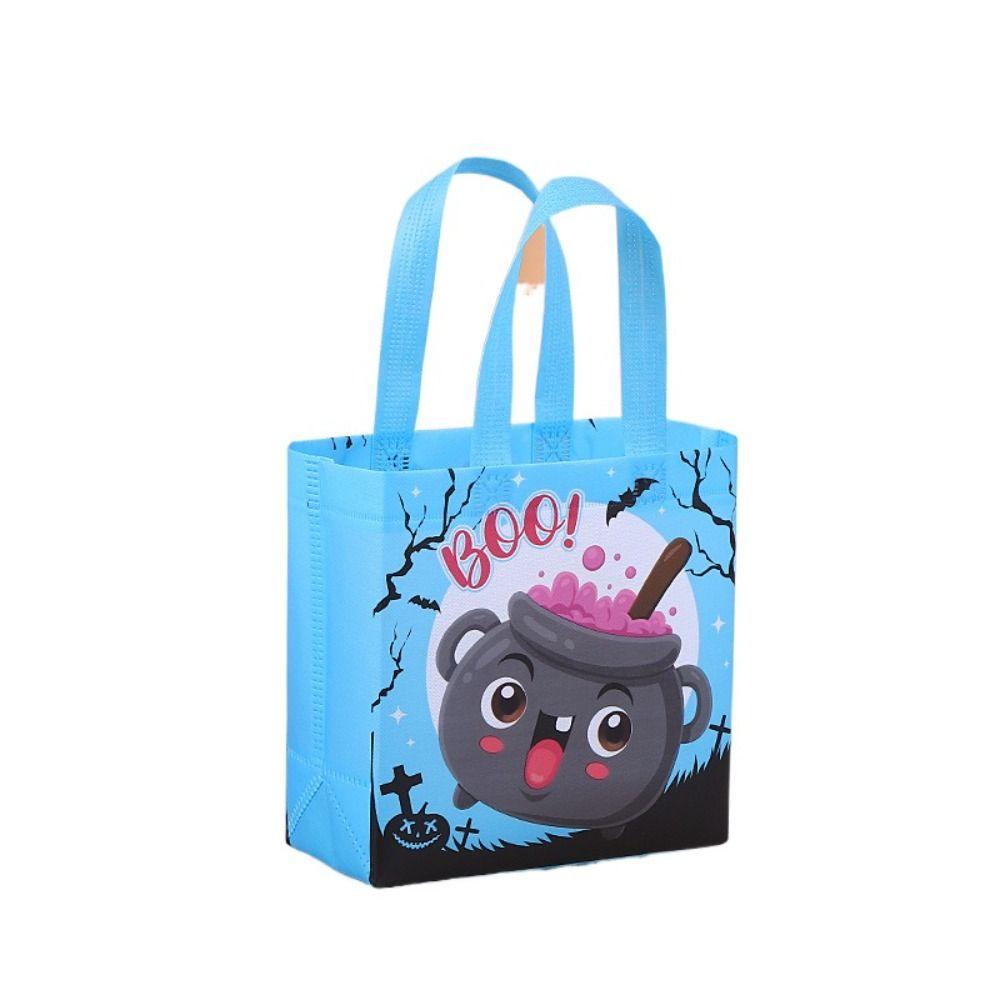 Large Capacity Halloween Gift Bag Ghost Printed Pumpkin Bag Party Supplies