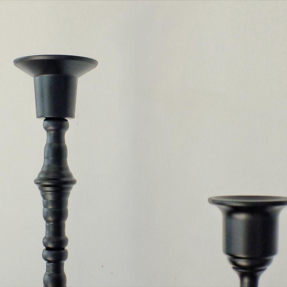 Black Wrought Iron Retro Candlestick Ornament for Christmas, Halloween, Weddings