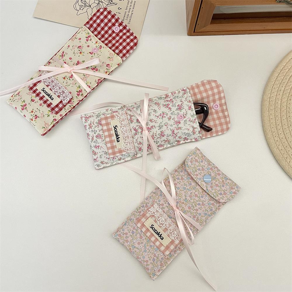 Floral Splicing Glasses Storage Bag Portable Glasses Bag Women's Sunglasses Glasses Case Fabric Storage Bag