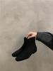 Sheepskin Version~ French Thick Heel Thin Boots Women's Shoes 2025 New Velvet Bare Boots Retro Suede Korean Small Short Boots
