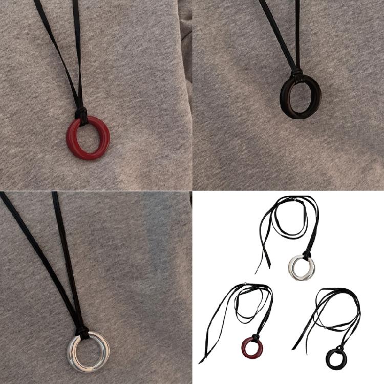 Contemporary Round Pendant Necklace With Sturdy Leather Strap Jewelry Accessory for Everyday Casual Wear Daily Use