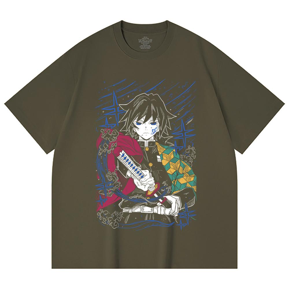 230 Gsm 100% Cotton Demon Slayer V47 Tomioka Print Unisex Heavy Cotton T Shirt