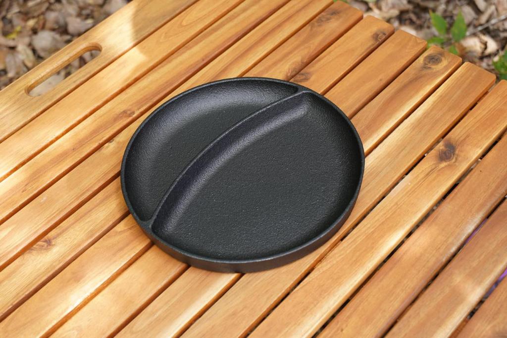 Ikenaga Iron Works Iron Plate Lunch Plate with Wooden Base, Induction Compatible, Made in Japan, 11428