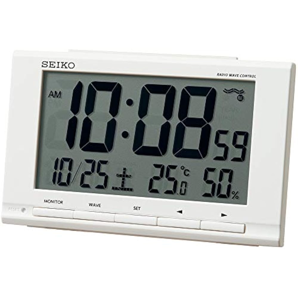 Seiko Clock (Seiko Clock) Table Clock White Body Size: 9.1 x 14.8 x 4.7 cm Alarm Clock Radio Wave...