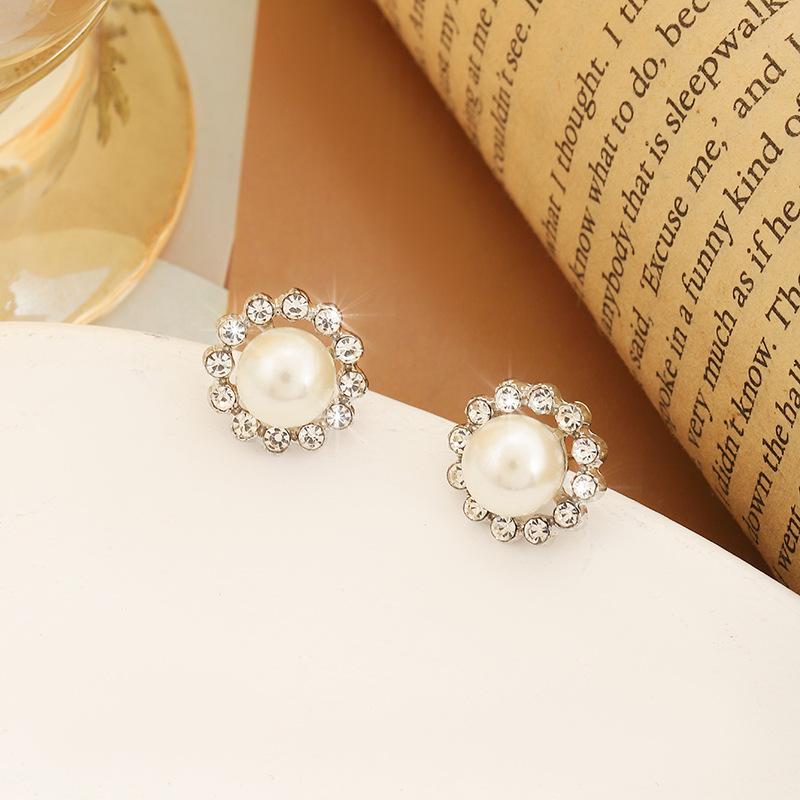 Pearl Sun French Retro Earrings Jewelry Earrings Silver Needle Stud Earrings Simple