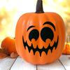 Celebratory Handcrafted Spume Pumpkin Decoration With Slanted Head And Mysterious Mood Lighting