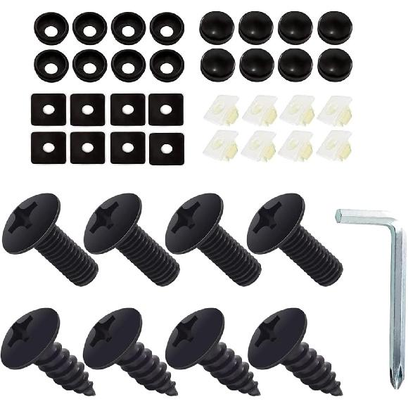 8 PCS Car License Plate Screws, Anti-Breakage Anti-Aging 304 Stainless Steel Screws Bolt, License Plate Frame Mounting Kit with Installation Tool,