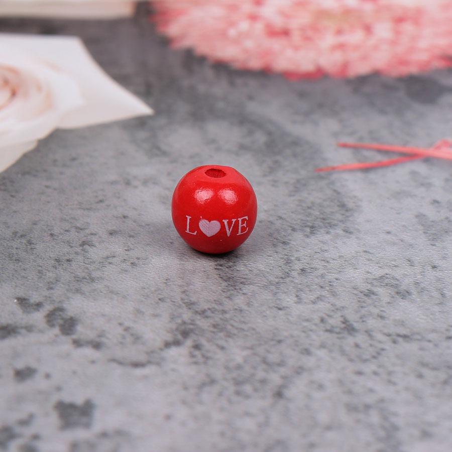 Valentine'S Day Love Wooden Beads Home Decoration Colorful Wooden Beads Wreath Accessories Diy Fringed Hemp Rope Wooden Beads String