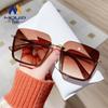 Retro Half-Frame Tea-Colored Sunglasses, Unisex 2025 Korean Style, High-End Net Red Fashion.