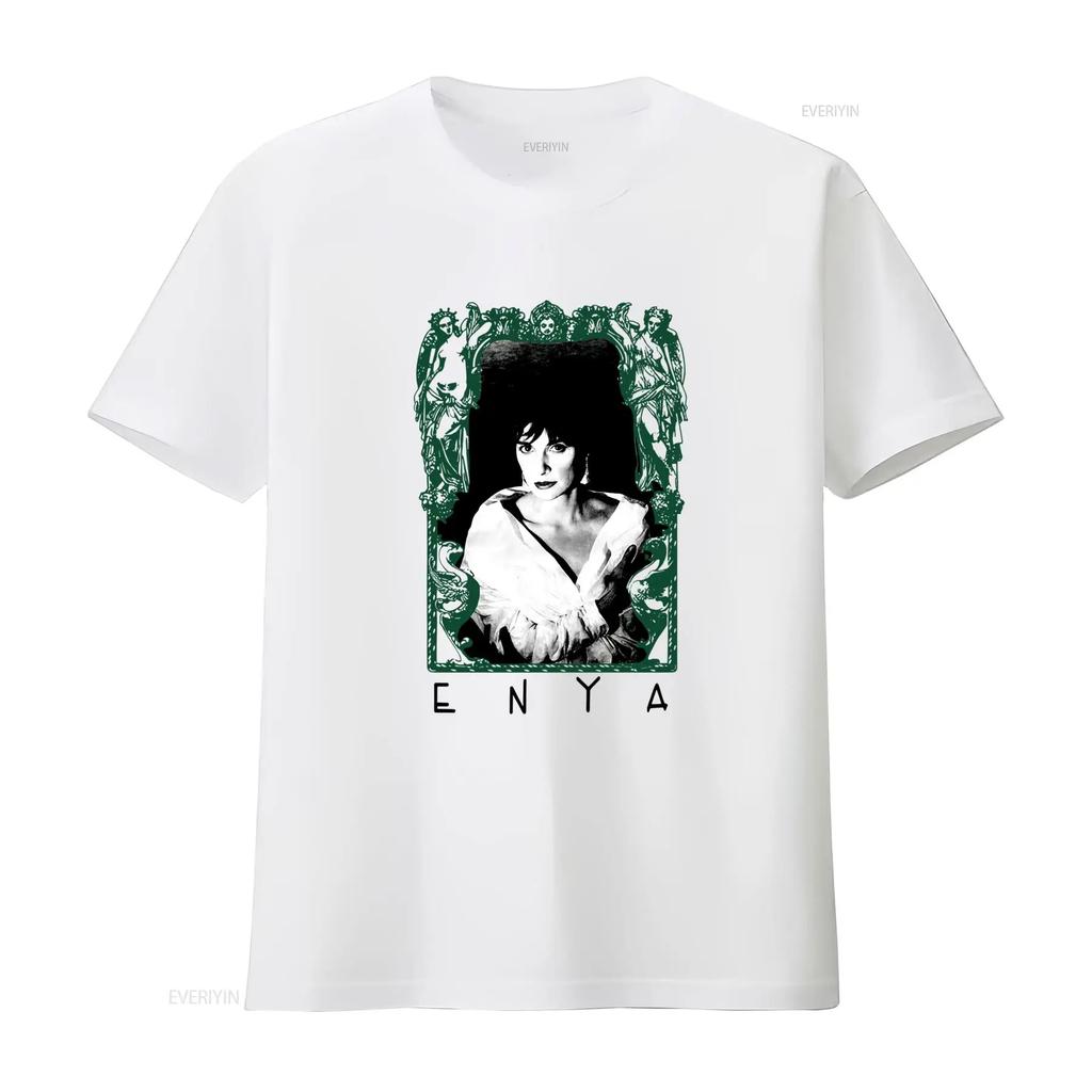 Vintage Enya Porträt T-Shirt für Erwachsene in den Größen S 5XL mit Gothic-Rahmen-Design vintage gewaschen Mode dehnbar Unisex homme