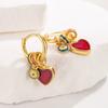 925 Silver Enamel Heart Circle Earrings for Women, Minimalist Design Ear Stud Jewelry Gift