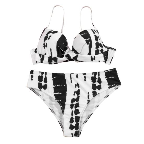 Women s Bikini Set Top Sexy Support Shaping Built-in Steel Cup High Waist S черный белый