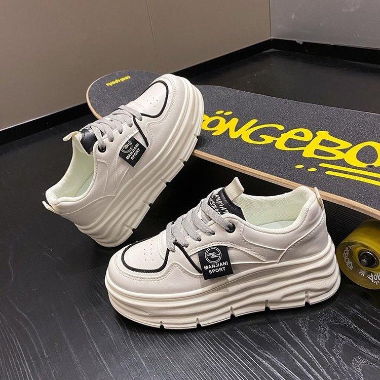 

Inner height increase little white shoes women s 2025 new summer thin thick-soled versatile women s shoes board shoes breathable mesh mesh shoes 40