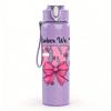 1PC In October We Wear Pink Bow 750ml Color Plastic Sports Water Bottle Leakproof Flip Straw Lid Suitable for Sports Office Home Use