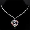 Hexagram Heart Shape Necklace for Women Men Silver Color Stainless Steel Jewish Star of David Necklace Jewelry collares N6474S02