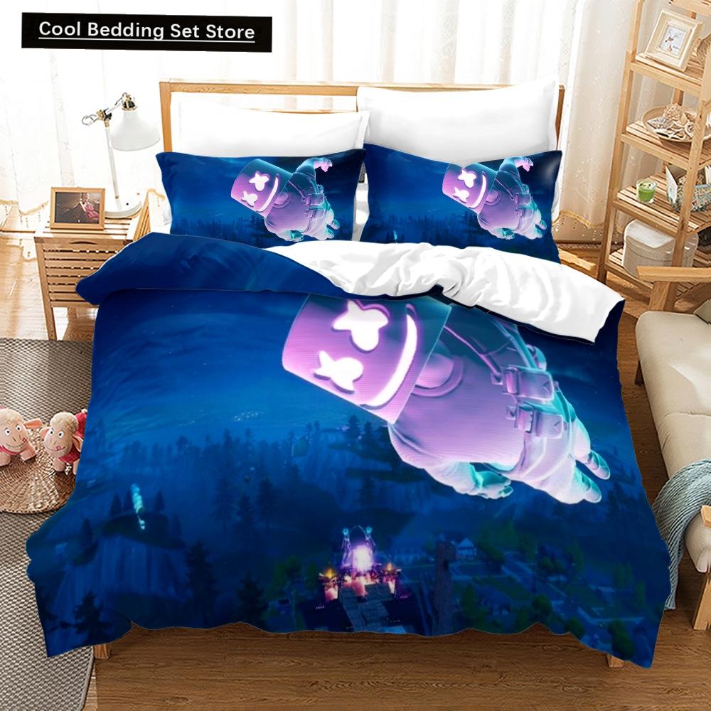 Neues 3-teiliges einseitig bedrucktes Serien-DJ-Digitaldruck-Bettbezug-Bettwäscheset Bequemes atmungsaktives Laken Bettdecke Bettset