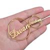 European American Trend Natural Stone Electroplated Stainless Steel DIY Letter Name Exaggerated Big Hoop Earrings