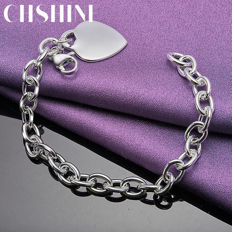 CHSHINE Bransoletka ze Srebra Próby 925 z Serduszkiem Dla Kobiet Weselna Impreza Modna Biżuteria z Charmsami