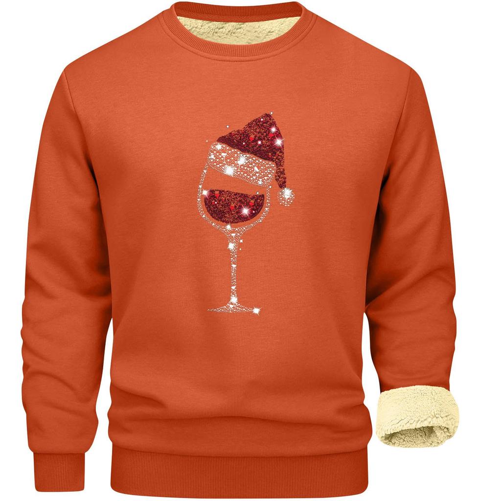 Sweatshirts för män Långärmad Fleece Casual Luddig Rundhalsad Pullover Varm Vinter