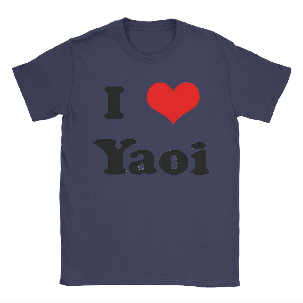 Harajuku T-Shirt I Love Yaoi 100% Baumwoll-T-Shirts Mode T-Shirt für Männer Sommer Y2K Basic Lässig Kurzarm Kleidung