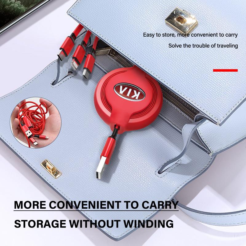 1Pcs Fashion New Car Mounted Telescopic Three In One Mobile Phone Charger For Kia Rio Ceed Sportage Cerato Soul Sorento K2 K5 Flip Car Accessories