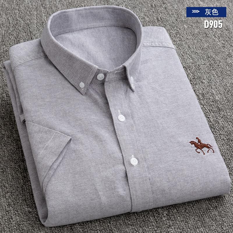 Neues Herren Social Shirt Kurzarm 100% Reine Baumwolle Oxford Weich Geknöpft Kariert Formal Herrenkleidung Tasche Social Shirt S-7XL