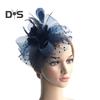 Feather Mesh Decorative Top Hat Headband Party Hair Accessories Women Flower Decor Dot Print Headpiece