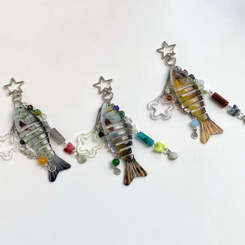Handmade Fish Keychain Bag Charm Pendant Decoration For Fishing Enthusiasts Souvenir Gifts Jewelry Accessories