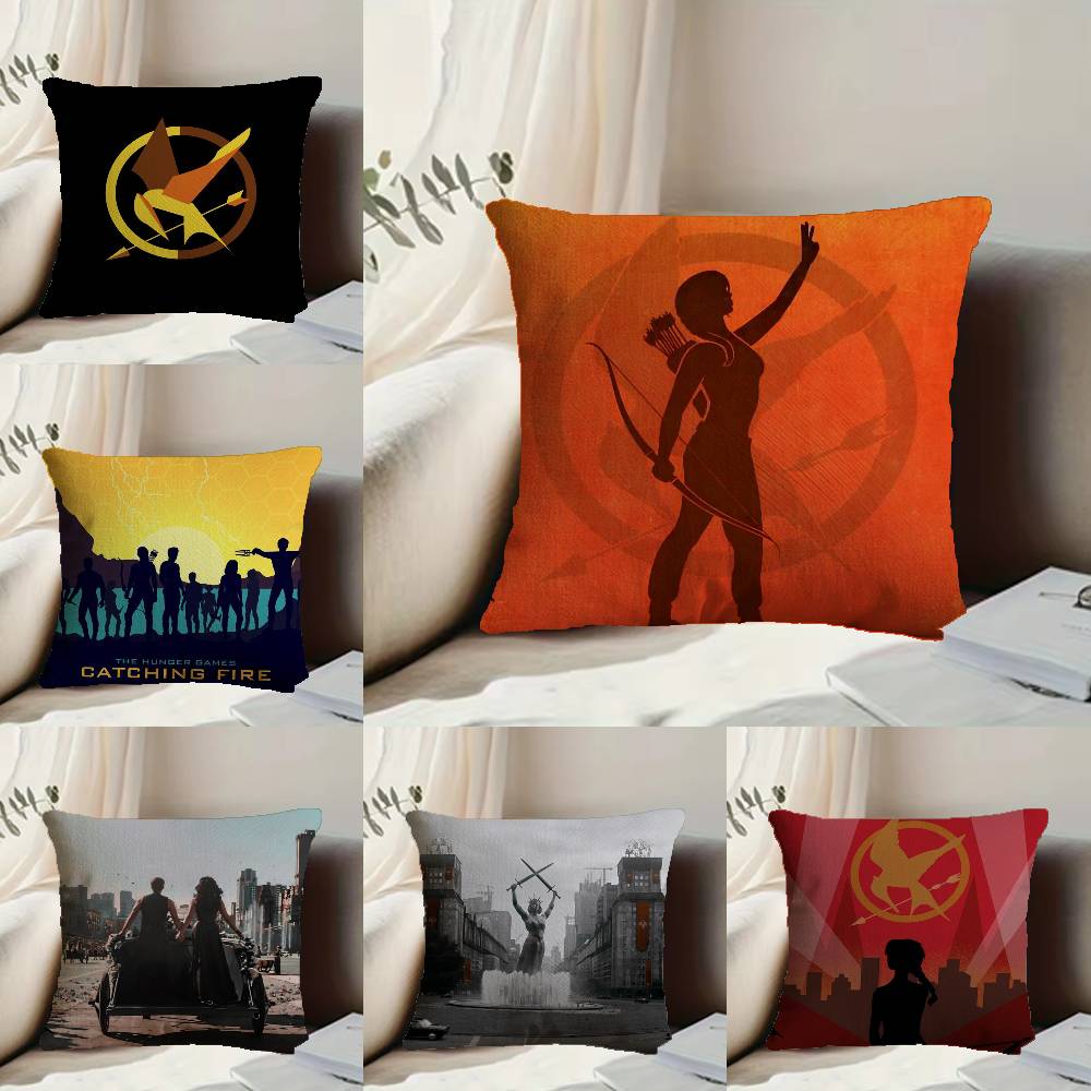 The H-Hunger Games Pillow Case Anti-dustmite Pillowcase Invisible zipper silky short plush Sofa cushion cover
